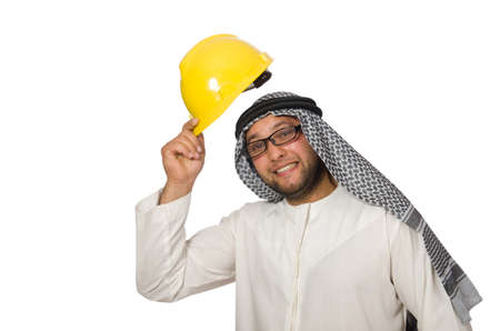 Concept with arab man isolated on whiteの写真素材