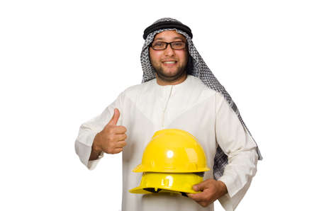 Concept with arab man isolated on whiteの写真素材