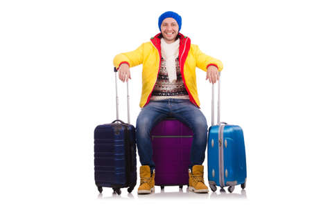 Man preparing for winter vacationの写真素材