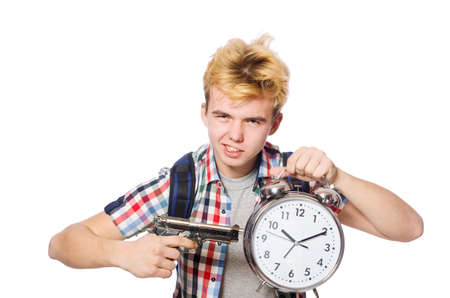 Young student isolated on the whiteの写真素材