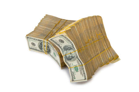 Stack of dollars in business concept isolated on white