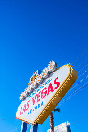 Famous Las Vegas sign on bright sunny dayのeditorial素材