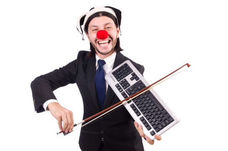 Funny clown businessman isolated on the white backgroundの写真素材