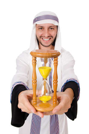 Concept with arab man isolated on whiteの写真素材