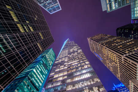 Famous skyscrapers of New York at nightの写真素材