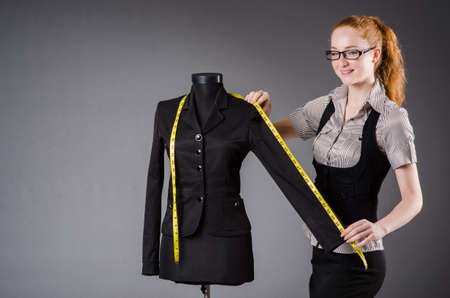 Woman tailor working on new dressの写真素材