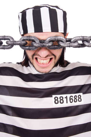 Prison inmate isolated on the white backgroundの写真素材
