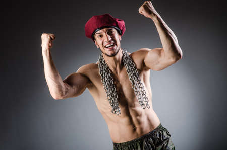 Funny soldier in military conceptの写真素材