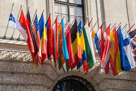 Flags at the HQ of OSCE in Vienna, Austria