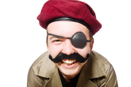 Funny soldier in military conceptの写真素材