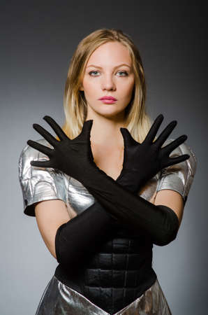 Tech woman in futuristic conceptの写真素材