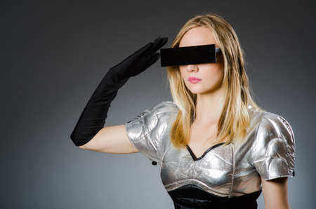 Tech woman in futuristic conceptの写真素材