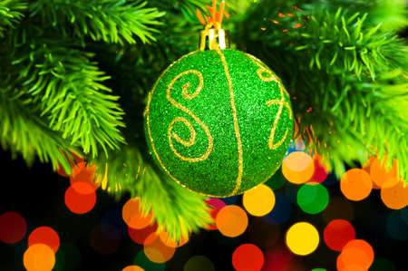 Christmas decoration on the fir treeの写真素材