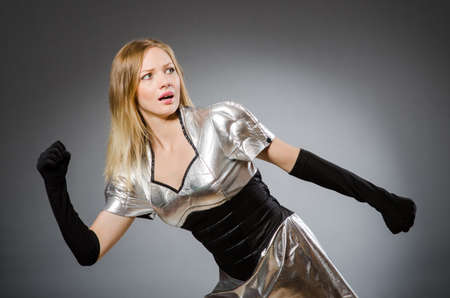 Tech woman in futuristic conceptの写真素材