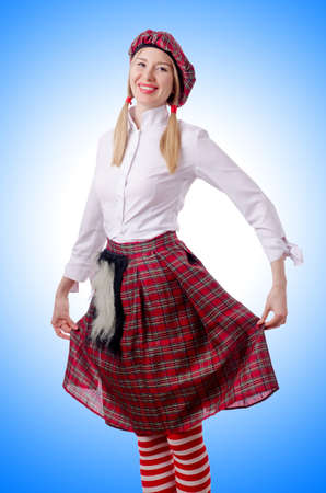 Scottish traditions concept with person wearing kiltの写真素材