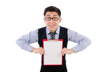 Funny businessman isolated on the whiteの写真素材