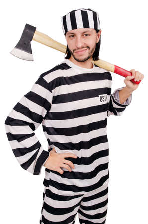 Prison inmate isolated on the white backgroundの写真素材