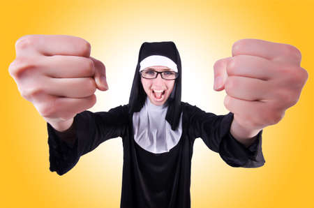 Funny nun isolated on the white backgroundの写真素材