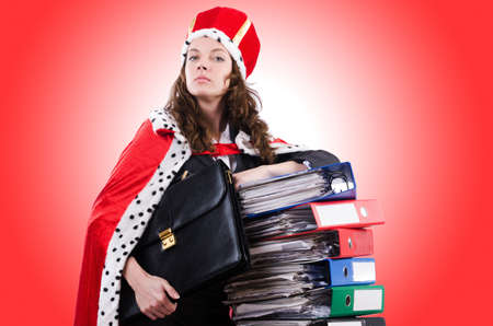 Woman queen in funny conceptの写真素材