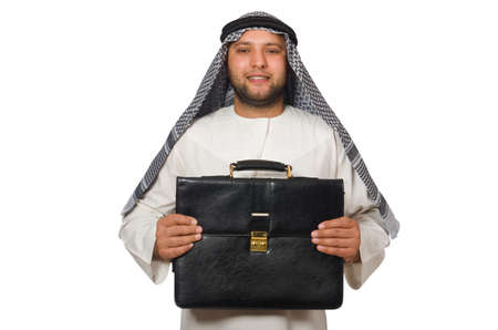 Concept with arab man isolated on whiteの写真素材