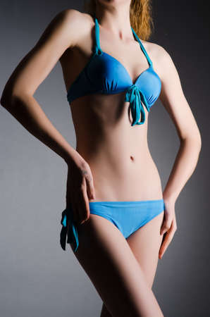 Attractive woman in blue bikiniの写真素材