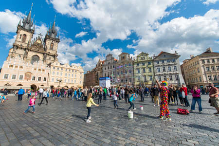 Prague - MAY 9, 2014: Old Town Square on May 9 in Chech Republic, Prague. Old Town Square is a popular tourist destination in Pragueのeditorial素材