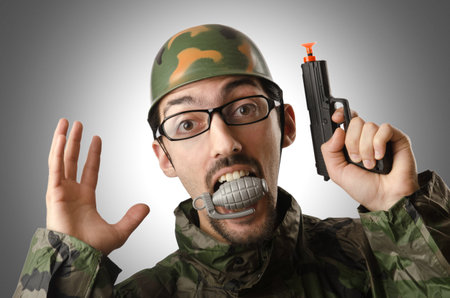 Funny soldier in humour concept