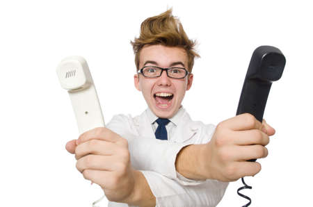 Funny doctor isolated on whiteの写真素材