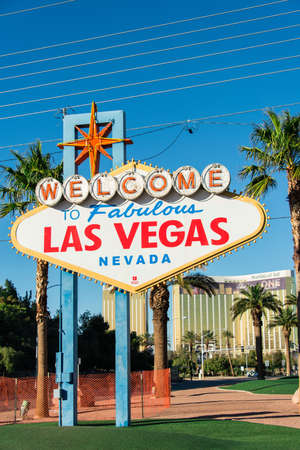 Famous Las Vegas sign on bright sunny dayのeditorial素材