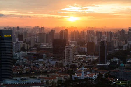 Panorama of Singapore skyline downtownのeditorial素材