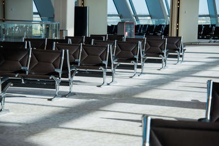 Chairs in the airport lounge areaのeditorial素材