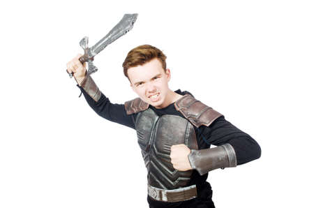 Funny knight isolated on the white backgroundの写真素材