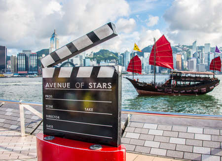Hong Kong - JULY 27, 2014: Hong Kong Victoria Harbour on July 27 in China, Hong Kong. Aqua Luna is popular tourist attraction in Hong Kongのeditorial素材