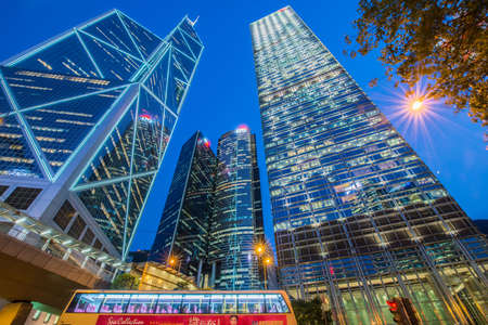 View of Hong Kong during sunset hoursのeditorial素材