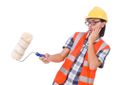 Funny painter isolated on white