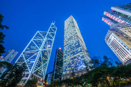 Hong Kong - JULY 31, 2014: Bank of China office on July 31 in China, Hong Kong. Bank of China office building is one of the iconic buildings in HKのeditorial素材