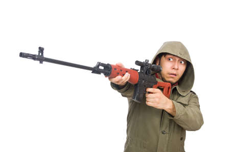 Man with a gun isolated on white