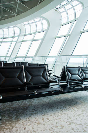 Chairs in the airport lounge areaのeditorial素材
