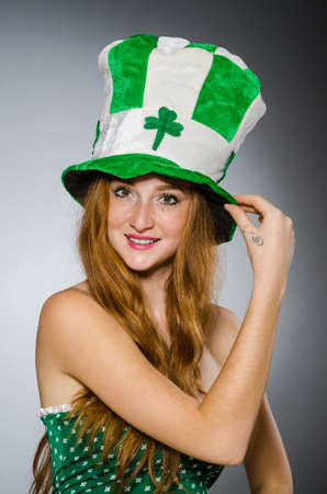 Woman in saint patrick conceptの写真素材