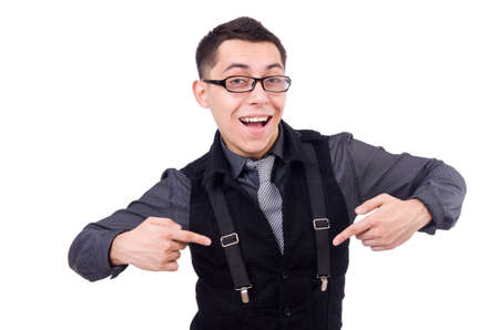 A young man wearing suit isolated on whiteの写真素材