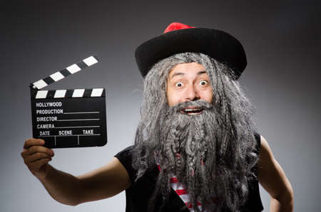 Man in pirate costume isolated on whiteの写真素材