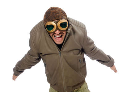Funny pilot isolated on the whiteの写真素材