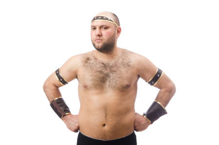 Gladiator isolated on whiteの写真素材