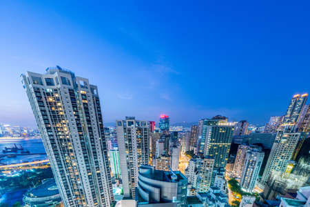View of Hong Kong during sunset hoursのeditorial素材