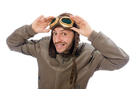 Funny pilot isolated on the whiteの写真素材