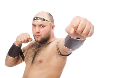 Fighter isolated on whiteの写真素材