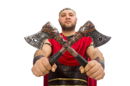 Gladiator isolated on whiteの写真素材