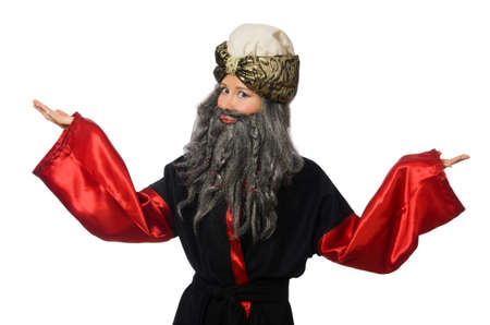 Female magician isolated on whiteの写真素材