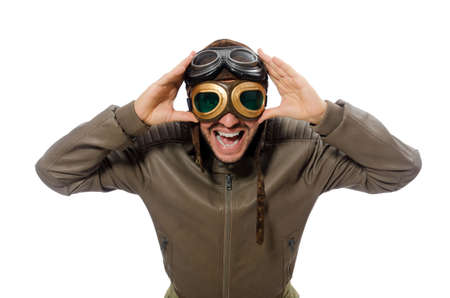 Funny pilot isolated on the whiteの写真素材