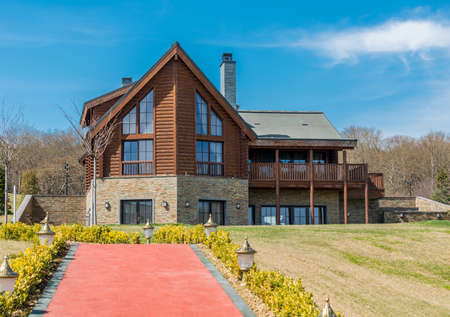 Modern house in bright summer dayのeditorial素材